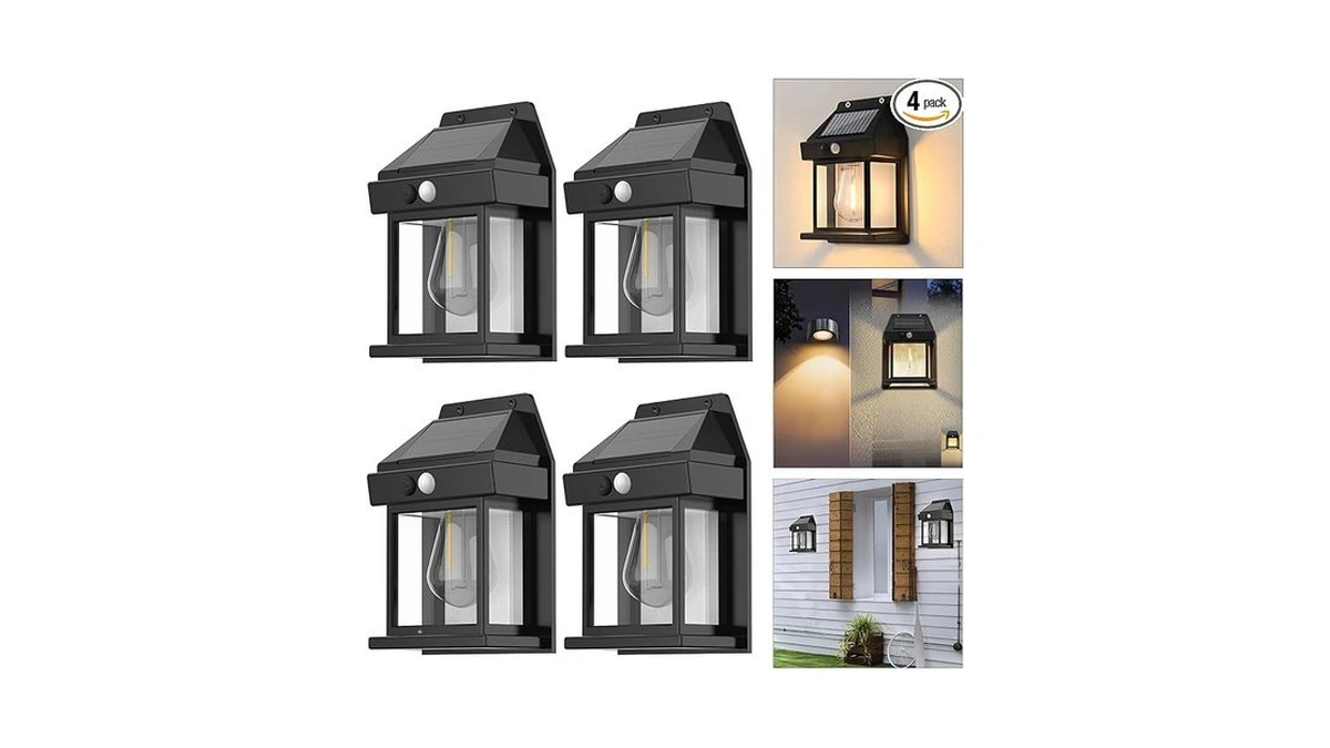 Anricom 4pcs Solar Fence Lights, Motion Sensor Outdoor Light, 3
