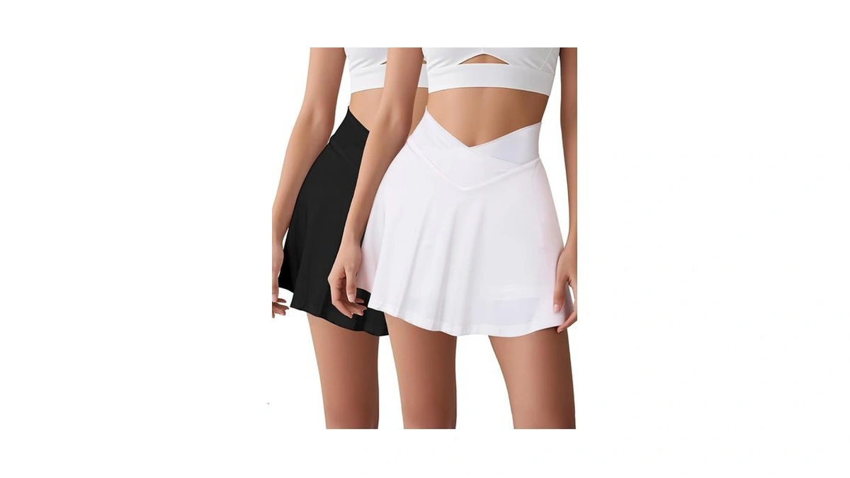 Chicingyou 2 Pack Womens Tennis Golf Skirts With Pockets Crossover