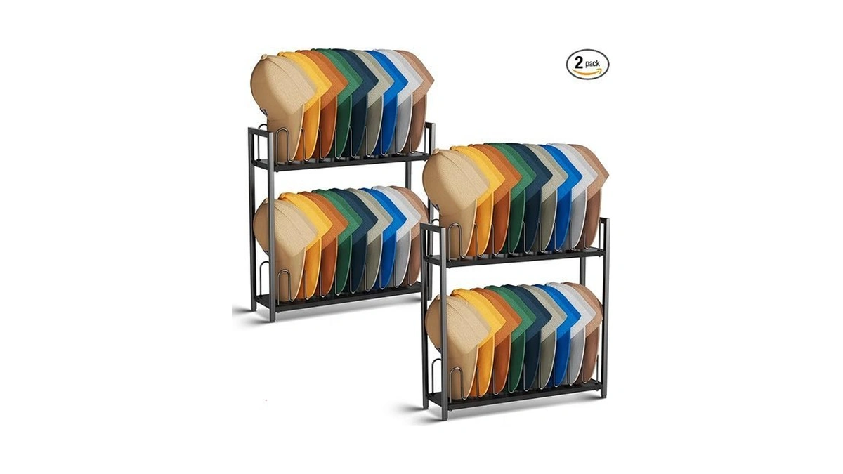 Cinati 2-tier Hat Organizer For Baseball Caps, 2 Pack 18