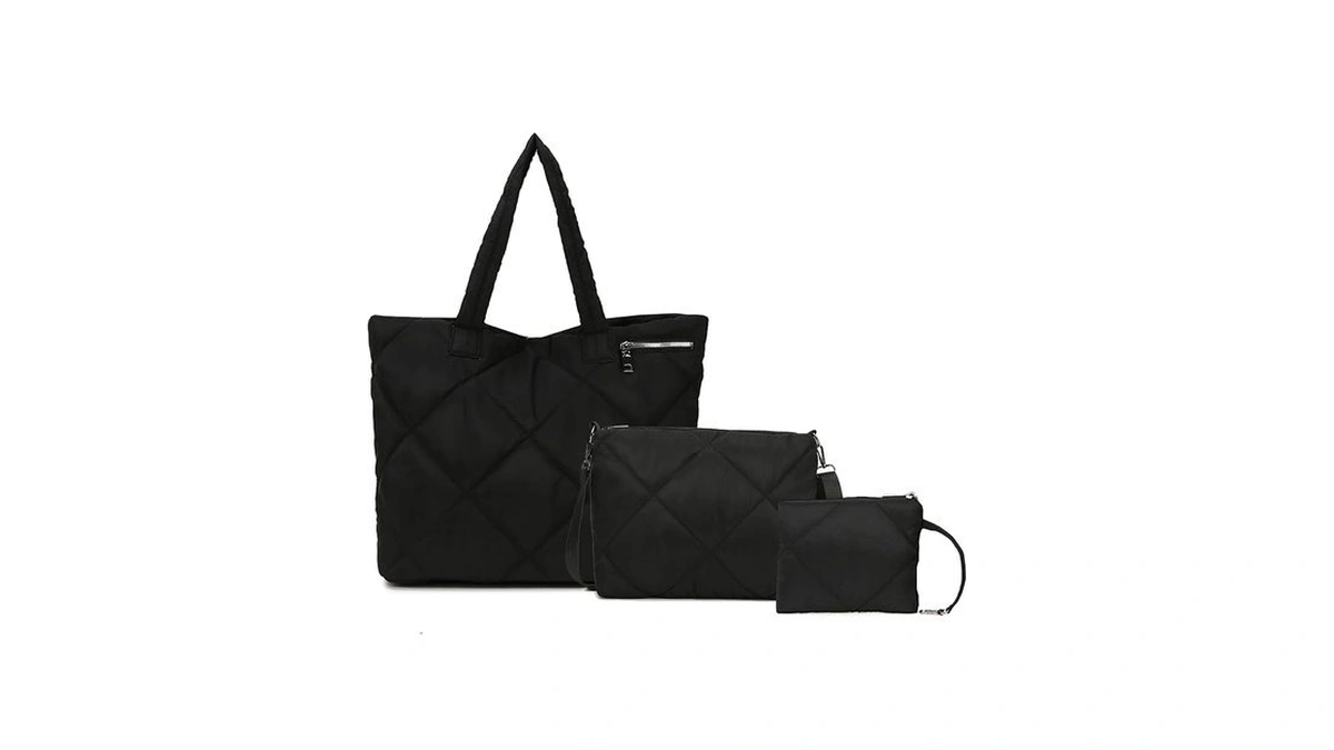 Quilted Tote Bag Set For Women, Puffer Shoulder Bag With