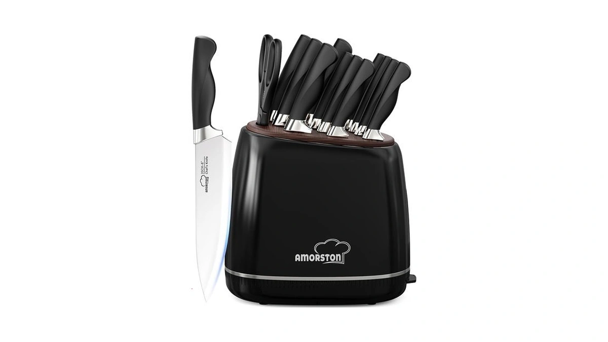 Knife Set, Amorston 14-piece Kitchen Knives Set With Block &
