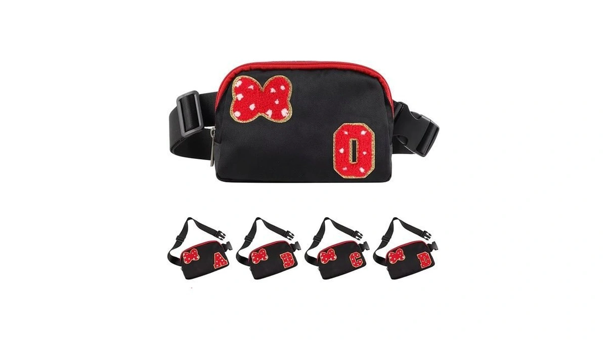 Initial Letter Bow Mouse-ear Fanny Pack For Teen Girls,cute Chenille