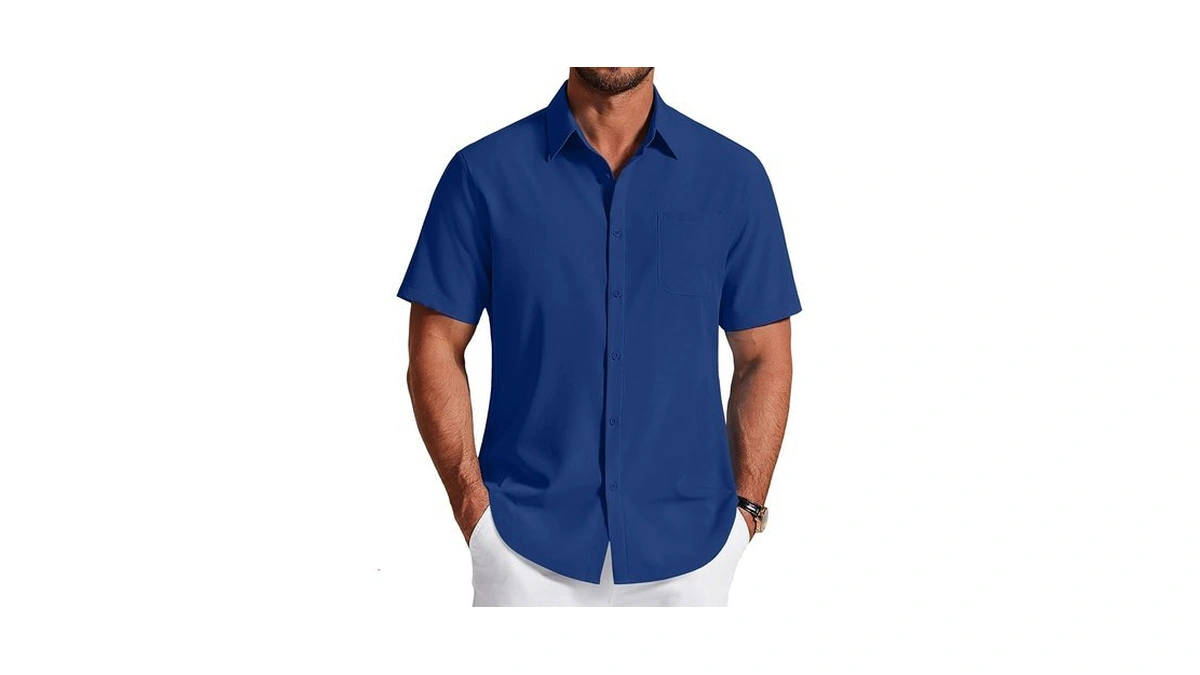 Coofandy Mens Wrinkle Free Dress Shirts Short Sleeve Casual Button