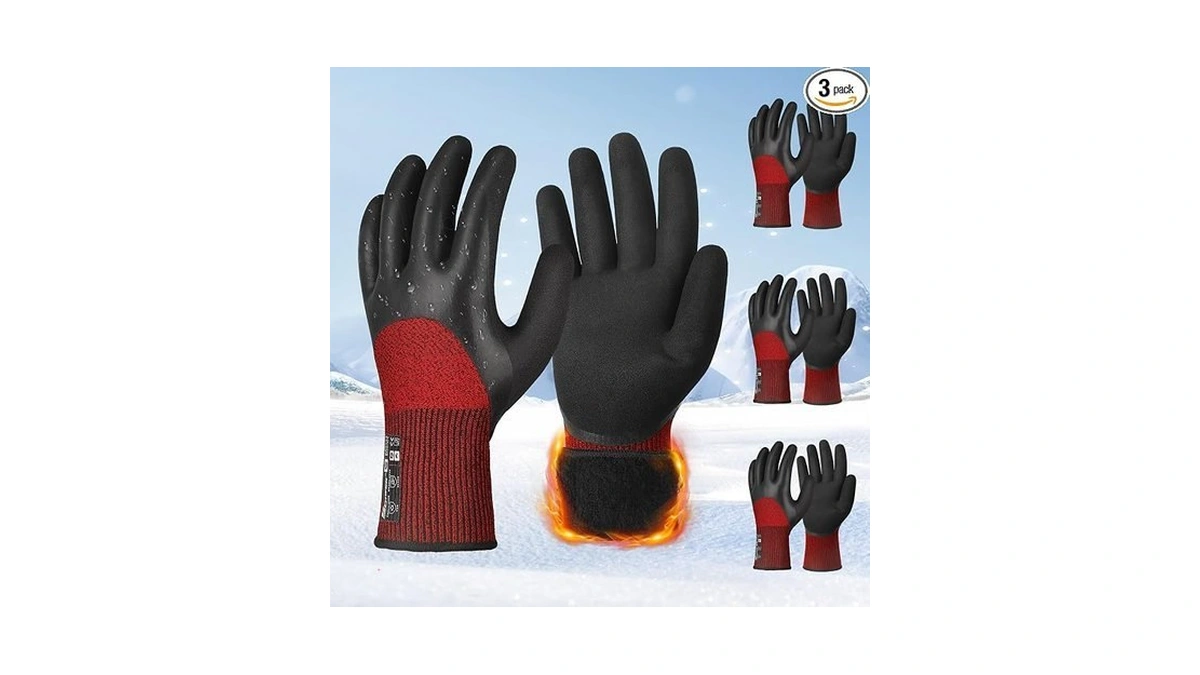 Schwer 3 Pairs Winter Work Gloves With 3/4 Double-dipped Coating,