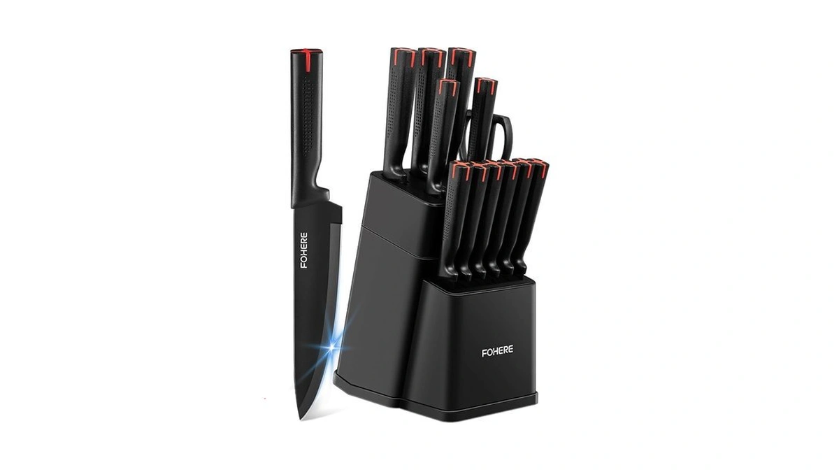 Fohere 13 Pieces Knife Set With Block Stainless Steel Knive