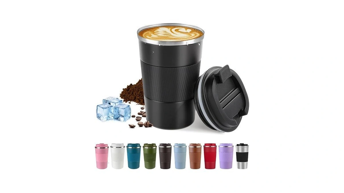 Splmifa Vacuum-insulated Stainless Steel Travel Coffee Mug, Leak-proof Reusable Coffee