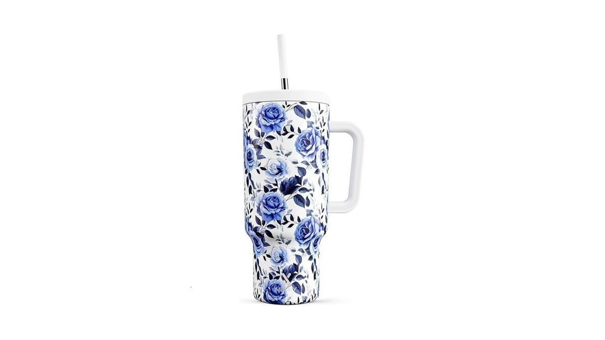 Meoky 40 Oz Tumbler With Handle And Straw: Stainless Steel