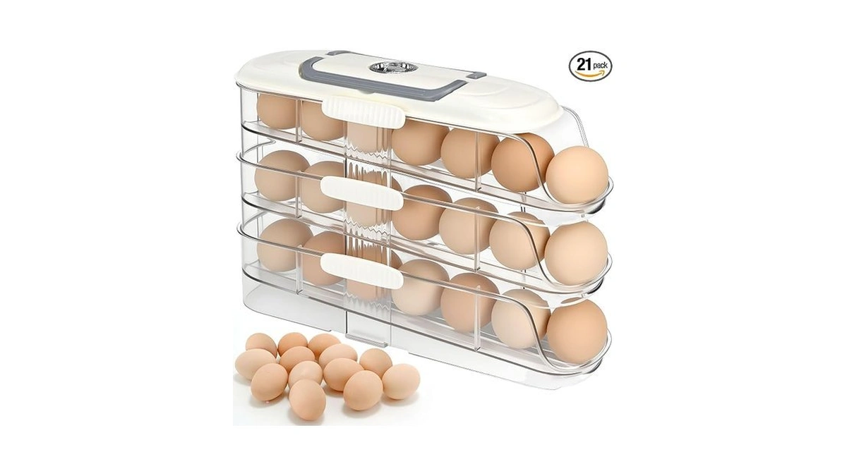 Egg Dispenser For Refrigerator, 3-layer Clear Plastic Egg Holder Adopt