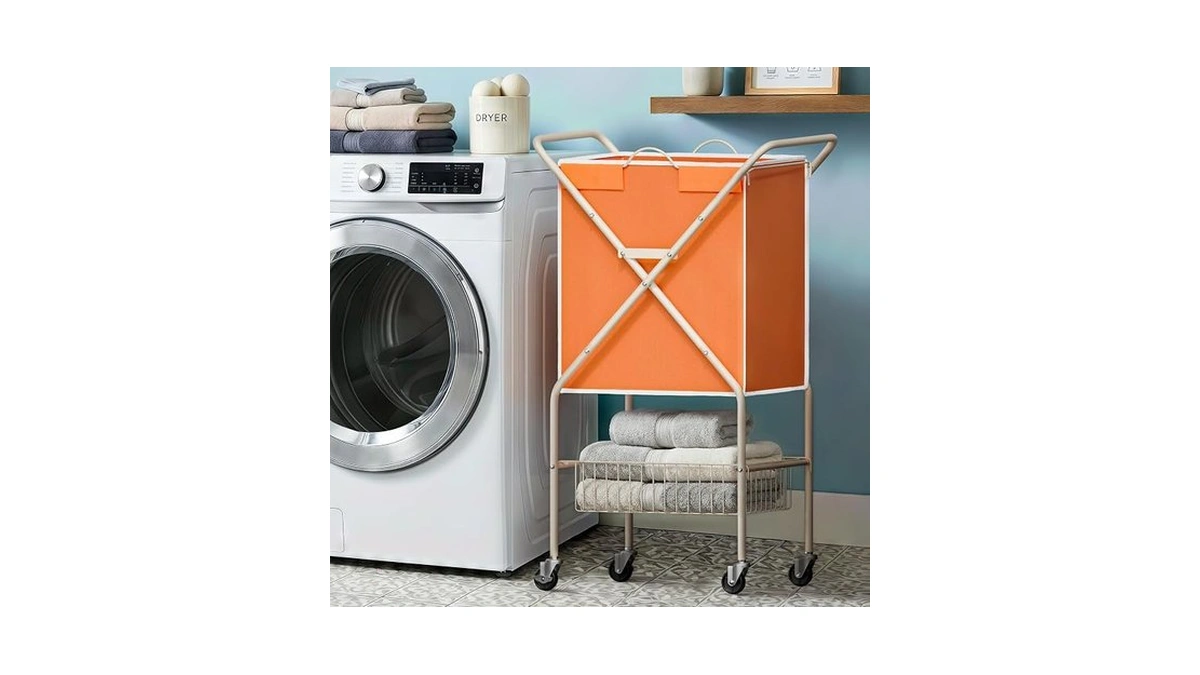 Convenient Laundry Basket With Wheels,36" High Easy Rolling Laundry Cart