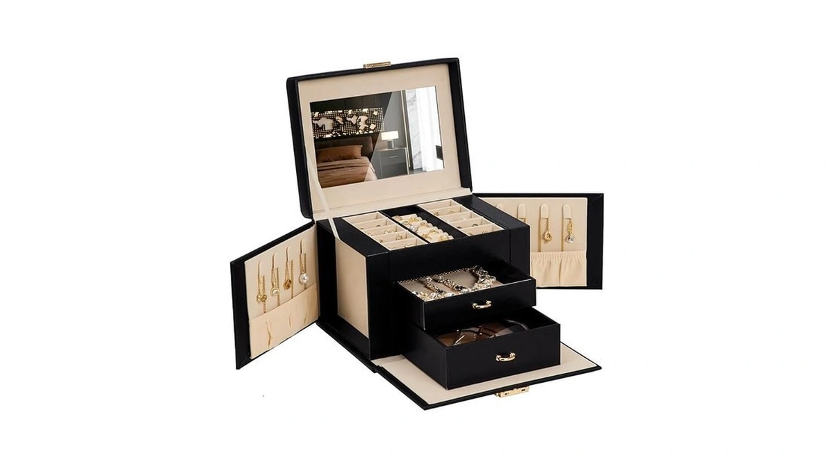 Homde Girls Jewelry Box With Lock: 3 Layer Organizer With