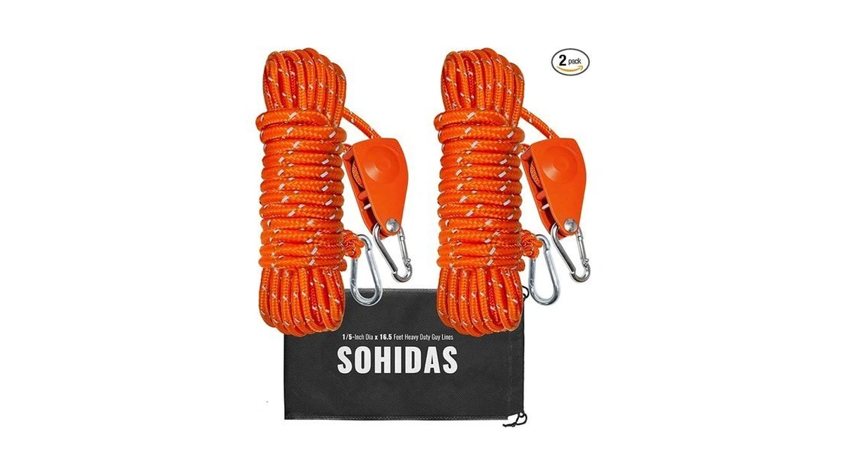 Sohidas Camping Rope Reflective Tent Rope Guyline With Ratchet Pulley,
