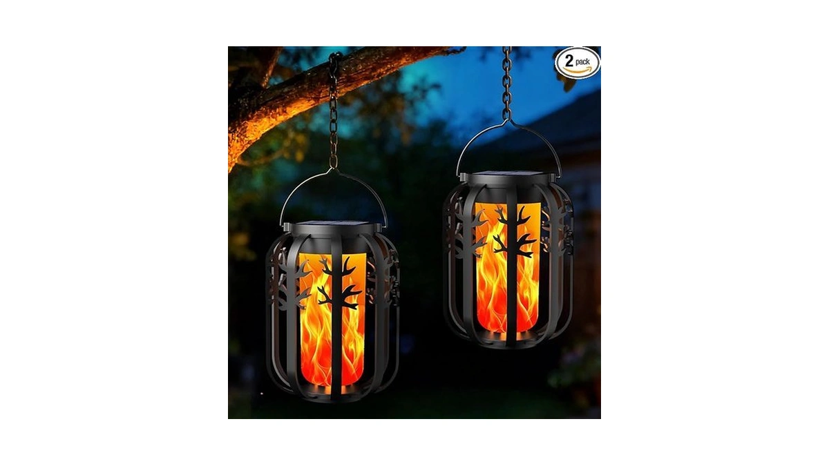 Solar Lanterns, Kagoling Flame Solar Lanterns Outdoor Waterproof Gift For