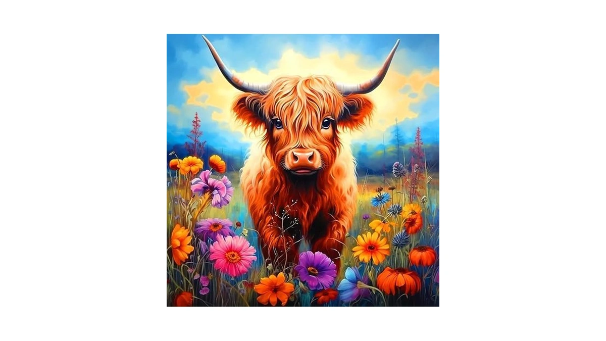Ijbnhd 5d Cow Diamond Painting Art Kits, Highland Cow, 14x14inch