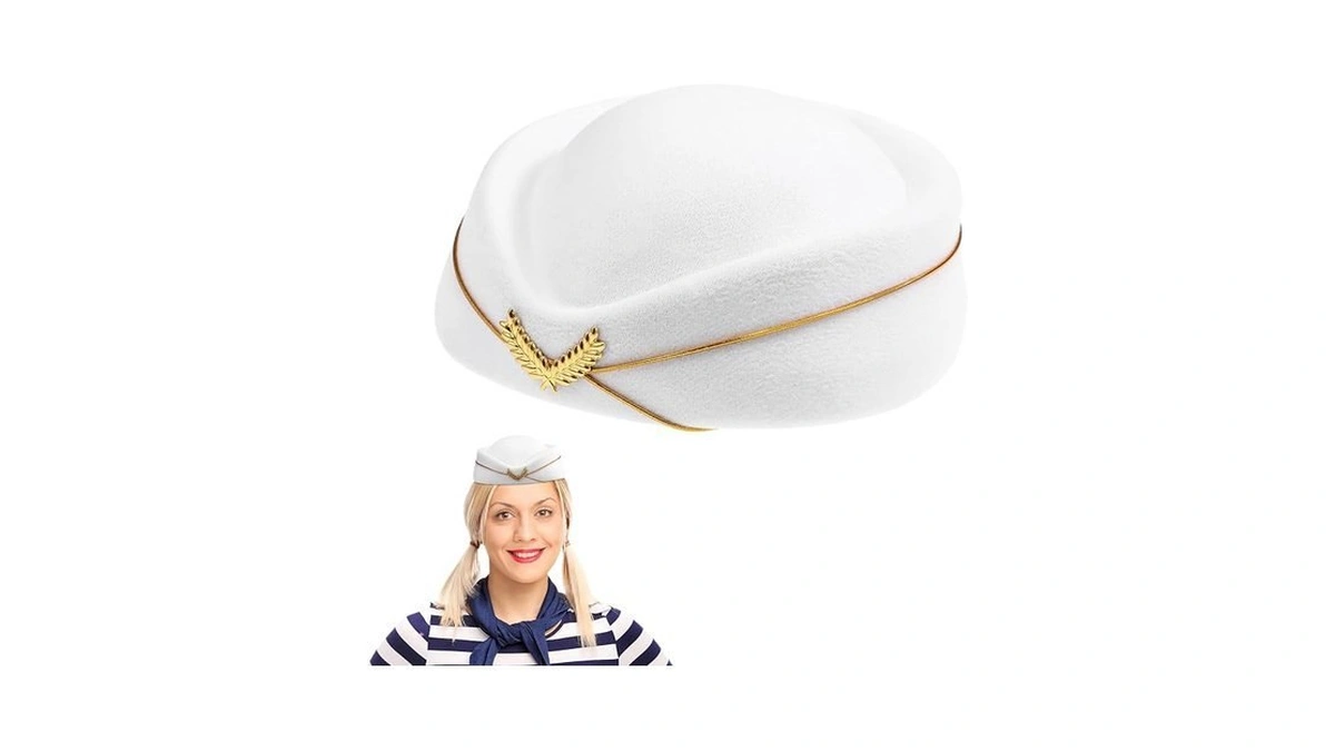 Nuobesty Women Flight Attendant Hat: Woolen Flight Attendant Costume For