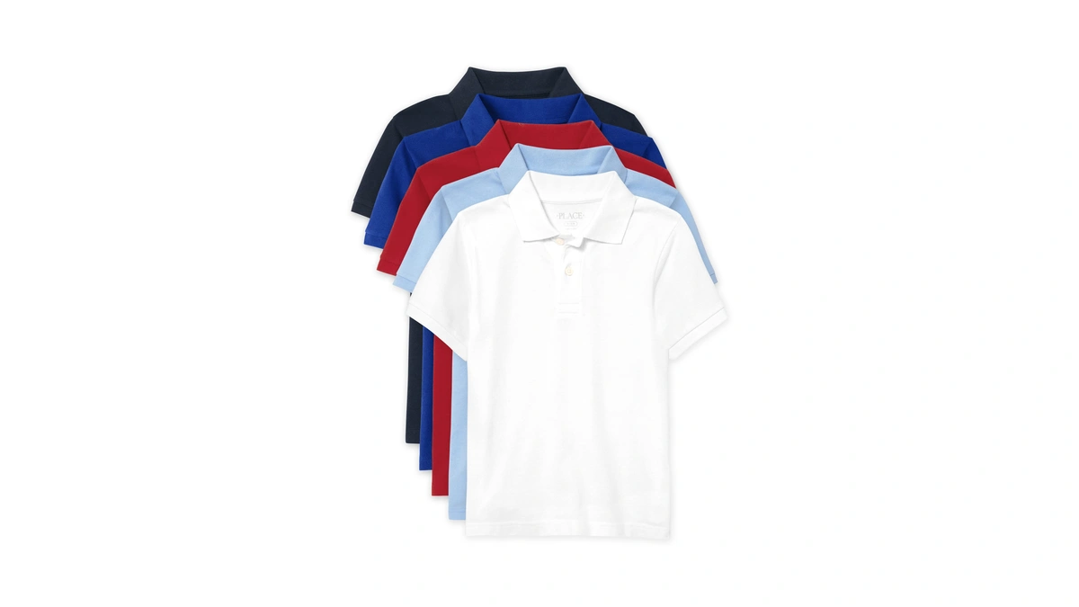 The Children's Place Boys' Short Sleeve Pique Polo, Red/nautico/white/brooke/blue 5-pack,