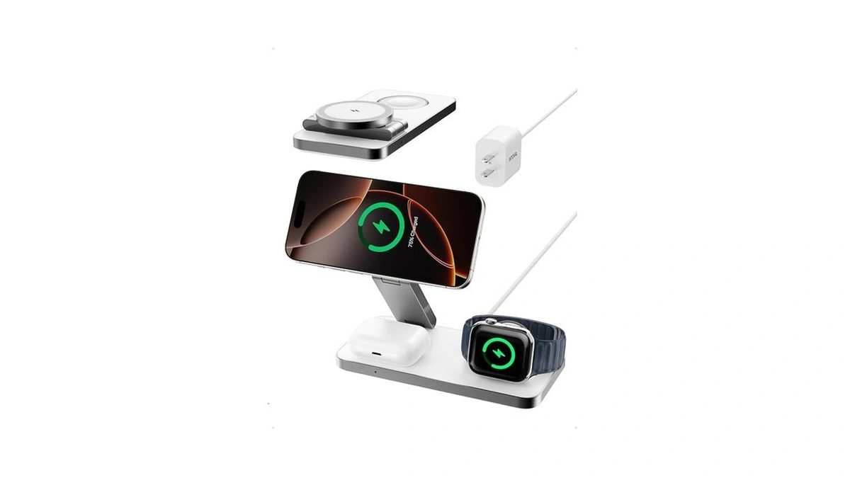 Intoval 3-in-1 Foldable Wireless Charging Station, Qi2 Certified 15w Ultra