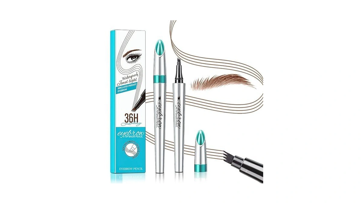 Microblading Eyebrow Pen 4 Fork Tip Tattoo Pencil, Long-lasting Eye