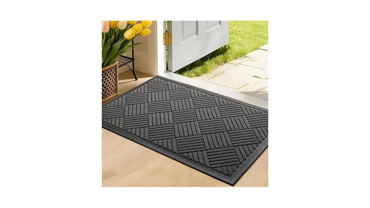 Weldun Front Door Mat, Heavy Duty Waterproof Rubber Doormat For