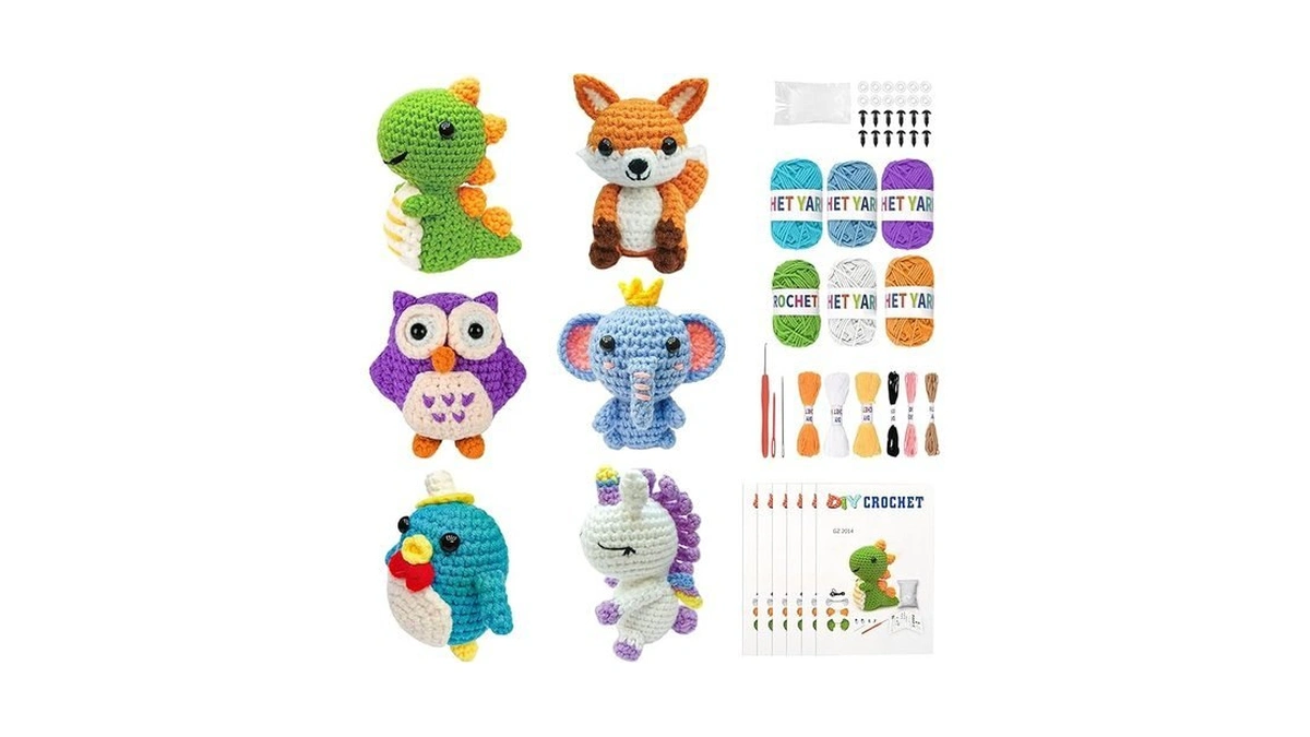 Mobelixy 6pcs Crochet Kit For Beginners, 2026 Christmas Knitting Kit