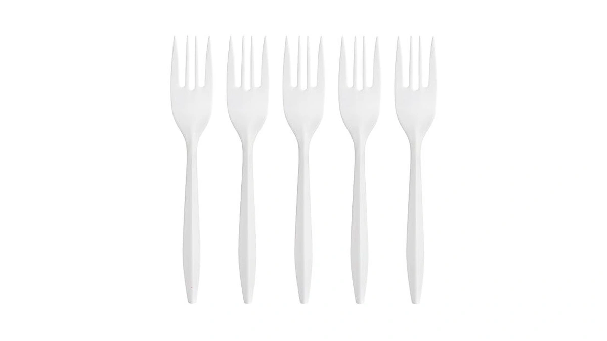 Blue Sky Premium White Plastic Forks Disposable, (100 Ct) Heavy