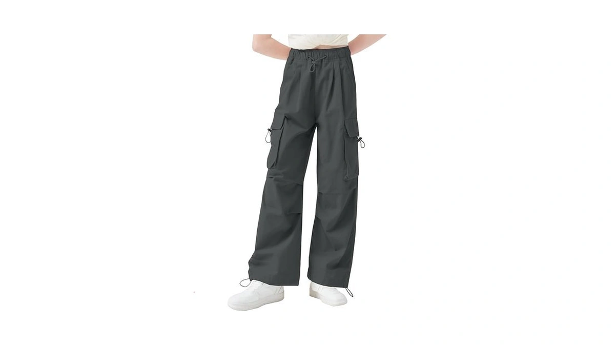 Aowkulae Little Girls Multi Pocket Casual Jogger Cargo Pants High