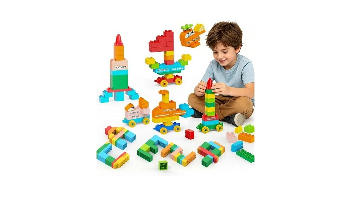 Building Blocks For Kids Ages 3-8 |toy With 4 Trucks