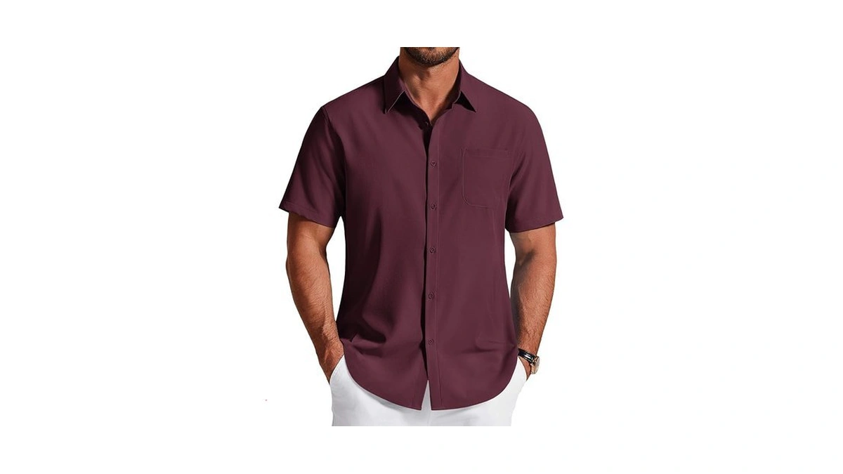 Coofandy Mens Dress Shirts Short Sleeve Wrinkle Free Button Down
