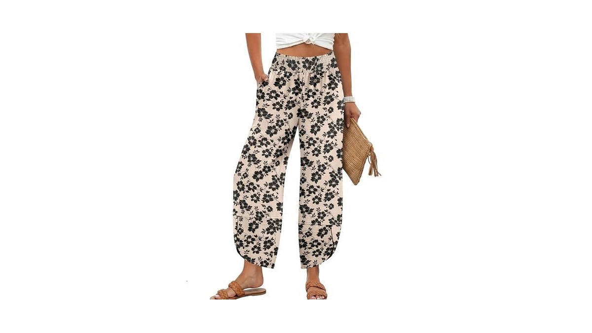 Womens Floral Palazzo Pants High Waist Wide Leg Boho Pant