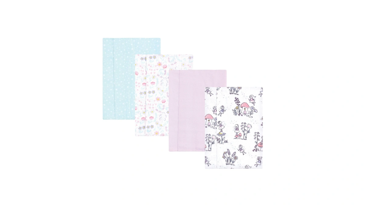 Hudson Baby Unisex Baby Cotton Flannel Burp Cloths, Garden Fairies,
