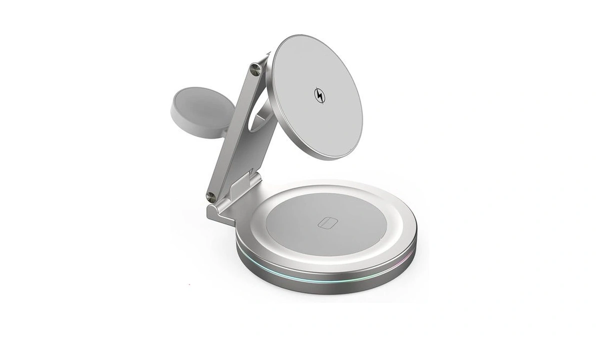 Foldable 360ΒΊ Rotatable Zinc Alloy 3-in-1 Magnetic Wireless Charger,3 In