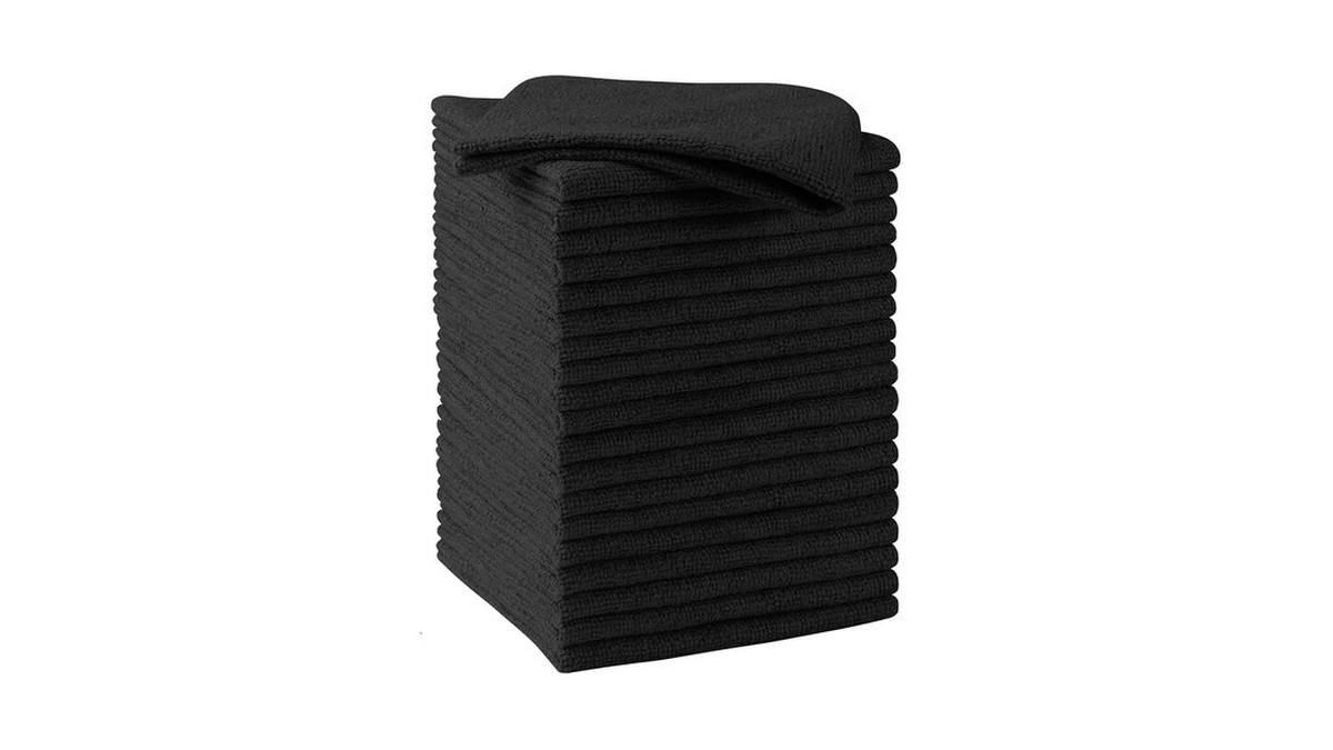 Homexcel Black Microfiber Cleaning Cloths, 20 Pack Cleaning Rags -