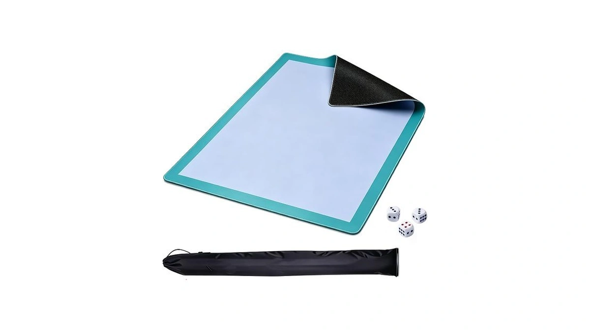 Ivenokii Blue Teal Mahjong Game Mat 31.5x31.5 Inch 2mm Thick