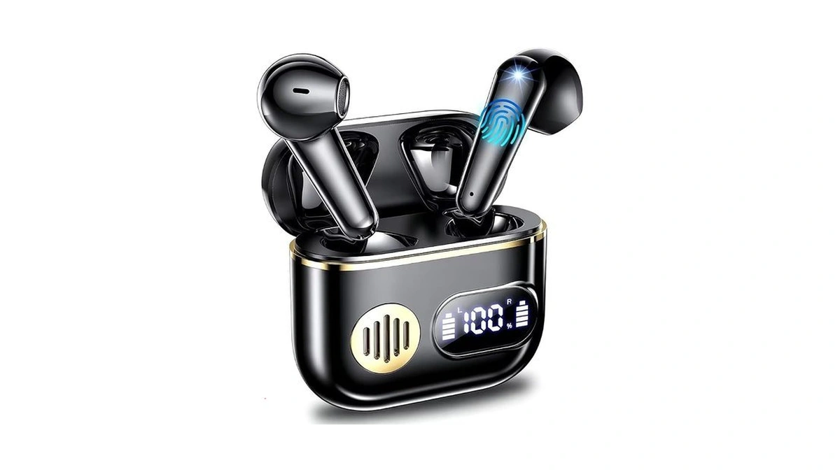 Cooljumper Wireless Earbuds, 48 Playtime Headphones With Micphone, Led Display