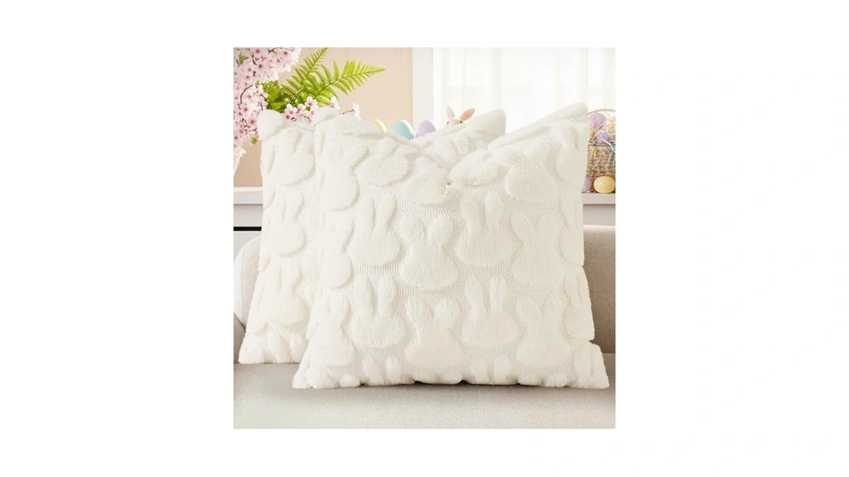 Decoruhome Easter Bunny Pillow Covers 18x18 Inch Set Of 2,