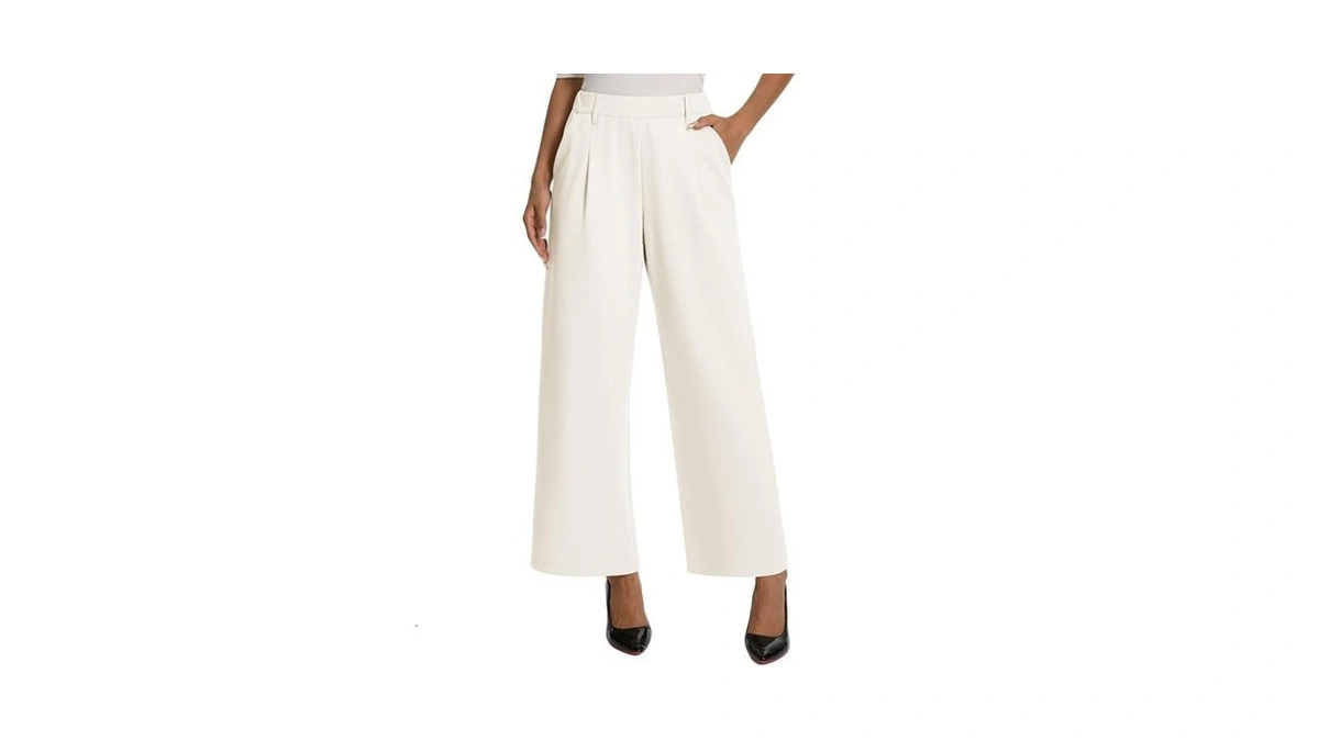 Amzdora Womens Dress Wide Leg Pants Pull On Stretchy Work