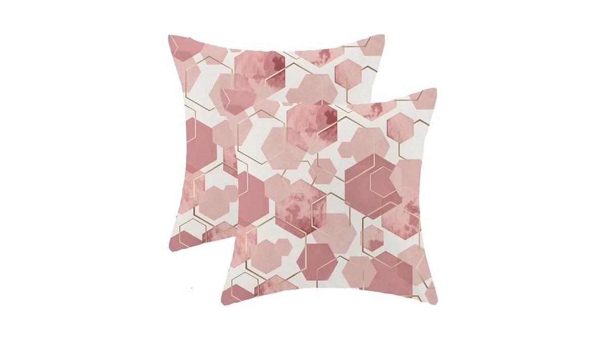 Sorktse Boho Pink Pillow Covers 18x18 Inch Abstract Pink Gold