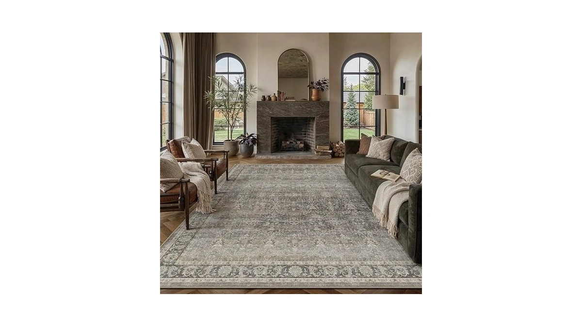 Hugear Moss Green 8x10 Washable Area Rugs For Living Room