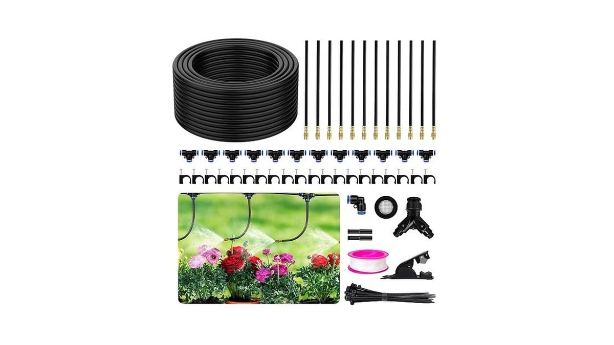50ft 360° Adjustable Drip Irrigation System Garden Watering System With