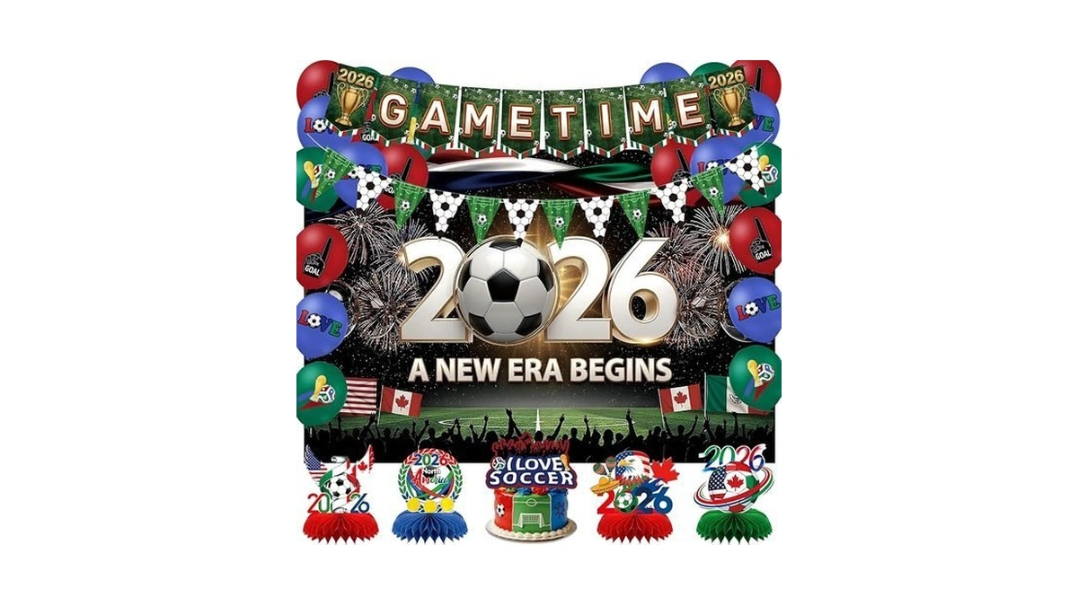 Meiwutie 2026 Soccer Party Decorations Kit, World Soccer Watch Party