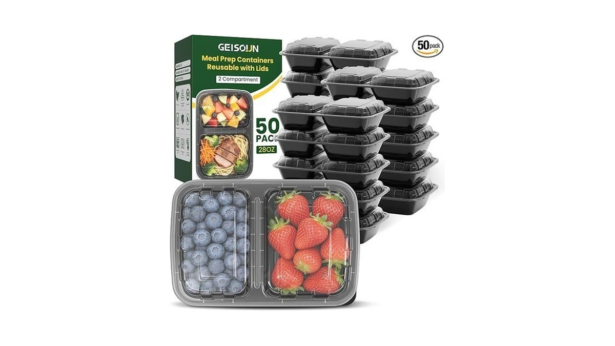 Geisoun 50 Pack 28oz Meal Prep Containers With Lids 2-compartment,