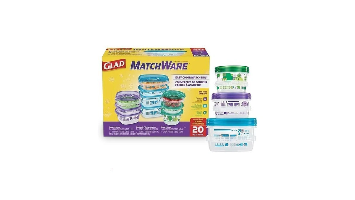 Glad Gladware Matchware Food Storage Containers With Lids, Bpa Free