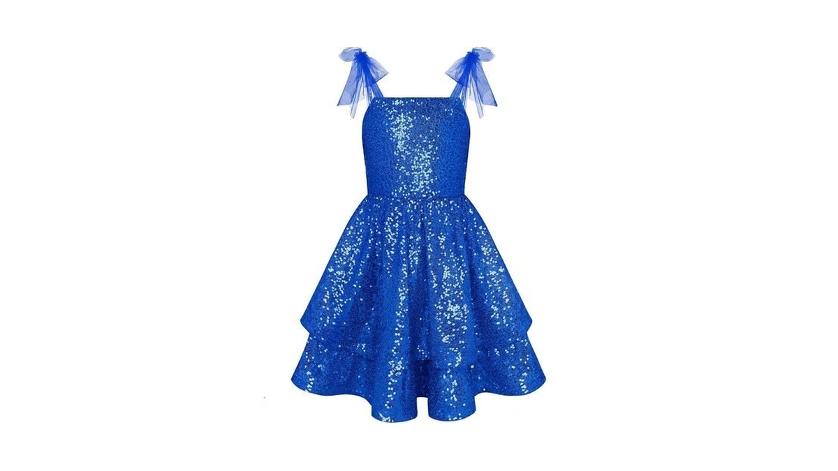 Grace Karin Girls Royal Blue Sequin Sparkly Dresses Size 14