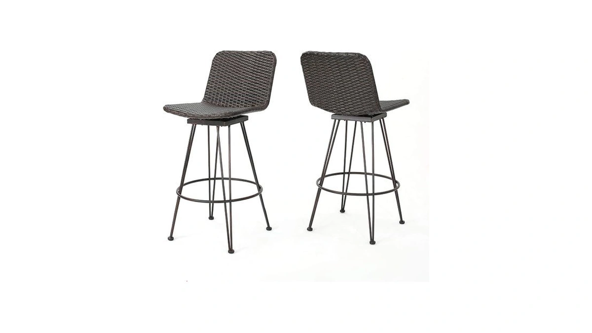 Christopher Knight Home Torrey Outdoor Wicker Barstools With Iron Frame,