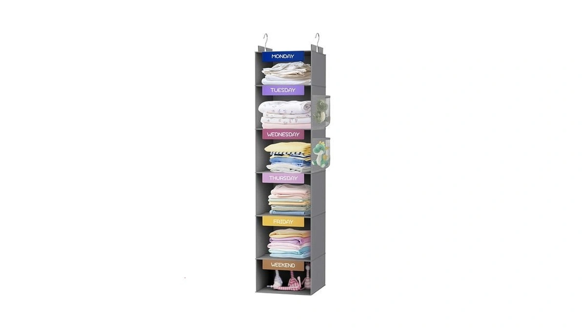 Veronly Weekly Hanging Closet Organizer For Kids, 6-shelf Clothes Storage