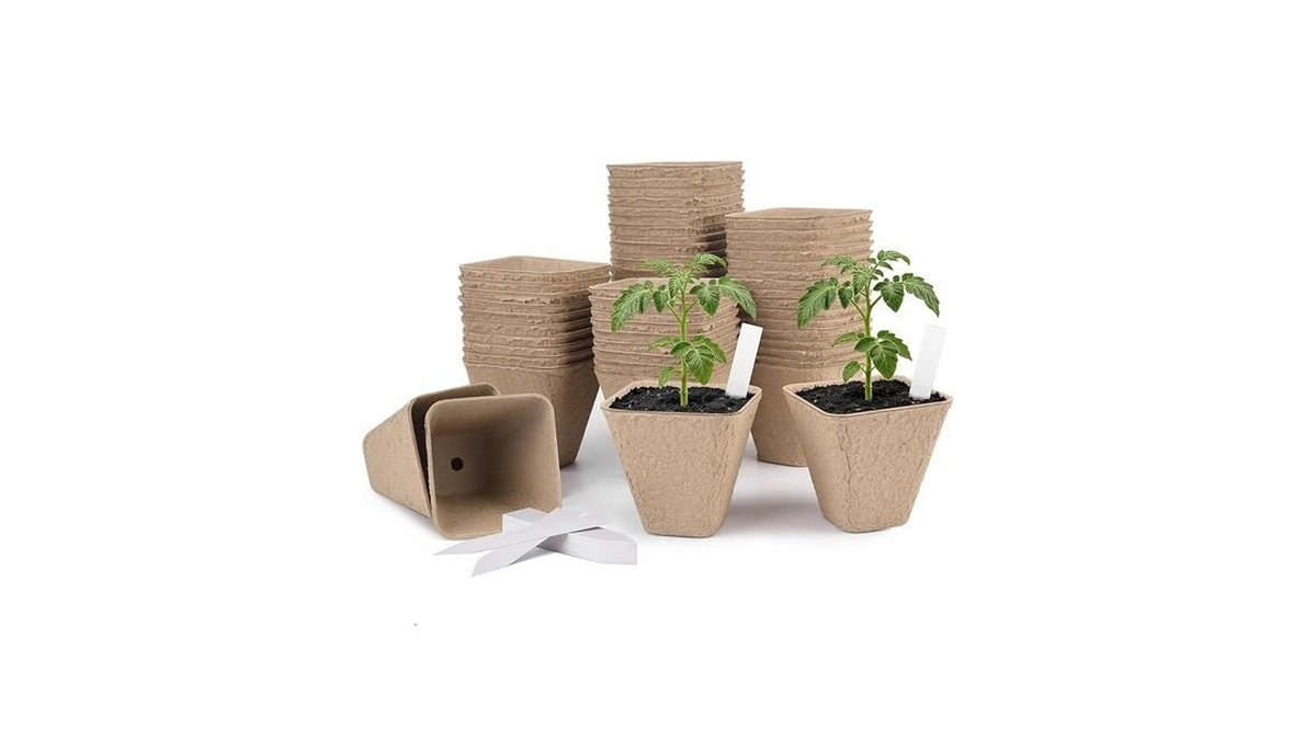 3.15 Inch Peat Pots 60 Pack, Square Seed Starting Pots