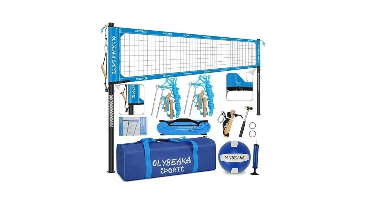 Professional Outdoor Volleyball Net Set For Backyard Beach Grass With