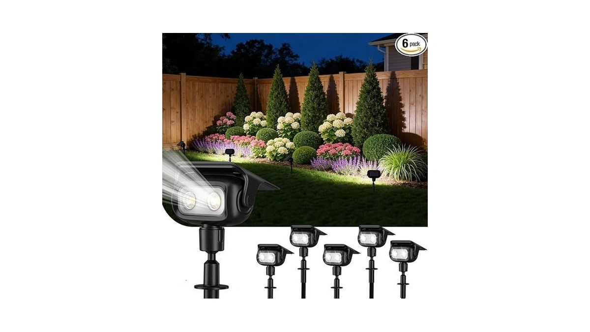 Roshwey Solar Spot Lights Outdoor, Waterproof Spotlights With 2 Brightness