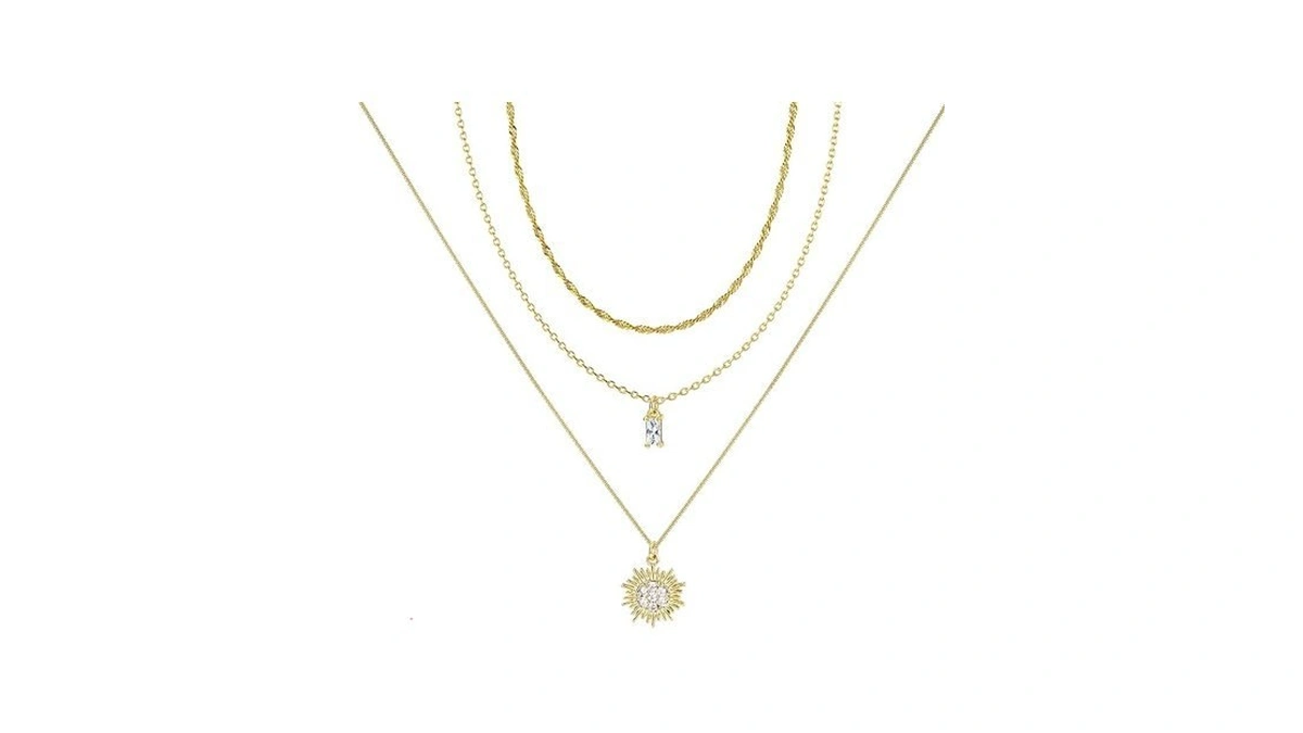 Orazio Gold Necklaces For Women,layered Gold Necklace,14k Gold Plated Pendant
