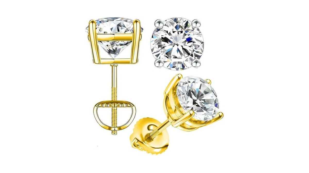 1carat Moissanite Earrings S925 Sterling Silver Screw Back Moissanite Studs