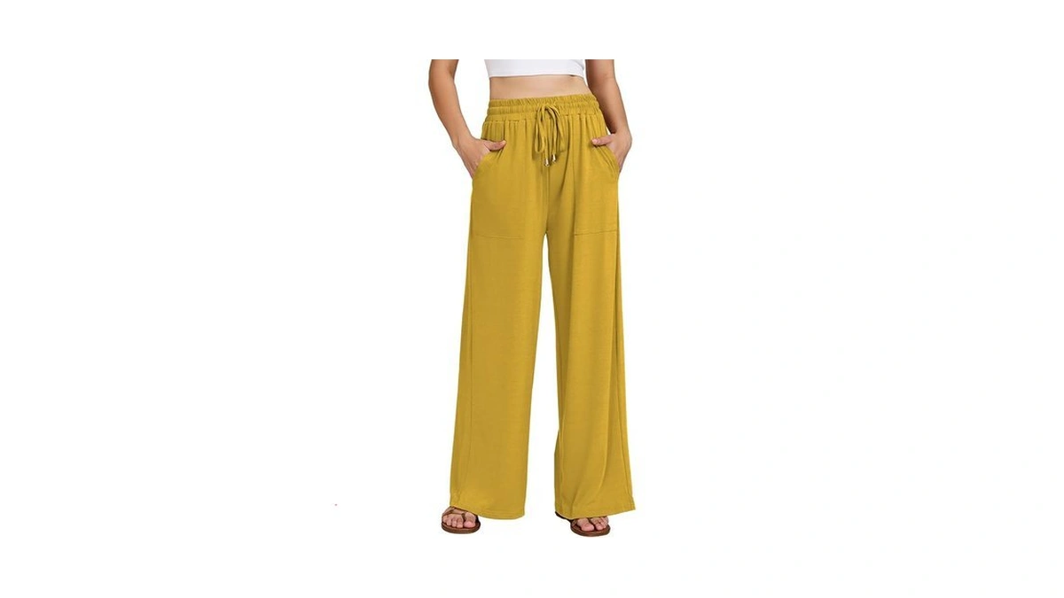 Yokgo Womens Wide Leg Pants Elastic Waisted Casual Palazzo Pant